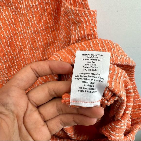 🎉HP🎉Anthropologie Seen Worn Kept Orange Square Neck Shortalls Romper - Picture 5 of 6